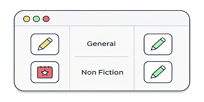 Mode selection screen inside book title generators app